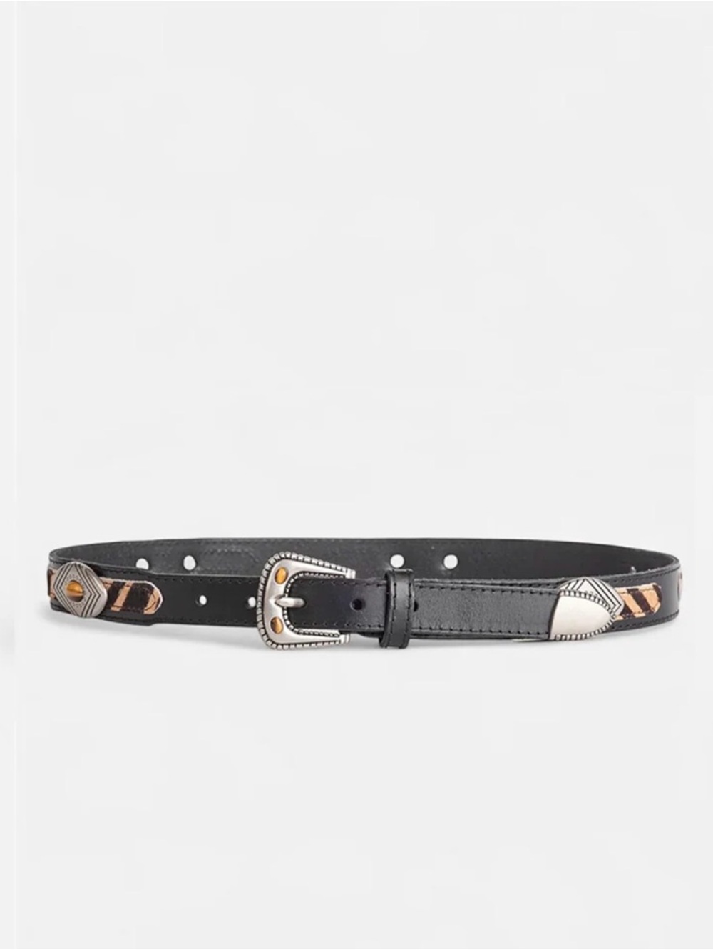 Linea Pelle Black Leather Belt with Mixed Metal Stud Accents Quinn belt